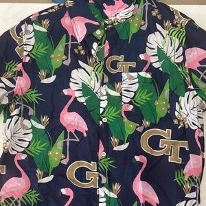 Georgia Tech Flamingo and Leaf Print Shirt